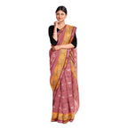 Exclusive Collection 100% Pure Cotton Mauve Tant Saree With Hand Weaving Work | Grocsy
