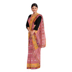 Exclusive Collection 100% Pure Cotton Mauve Tant Saree With Hand Weaving Work | Grocsy