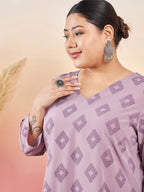 Sztori Printed V-Neck Straight Kurta With Trouser | Grocsy