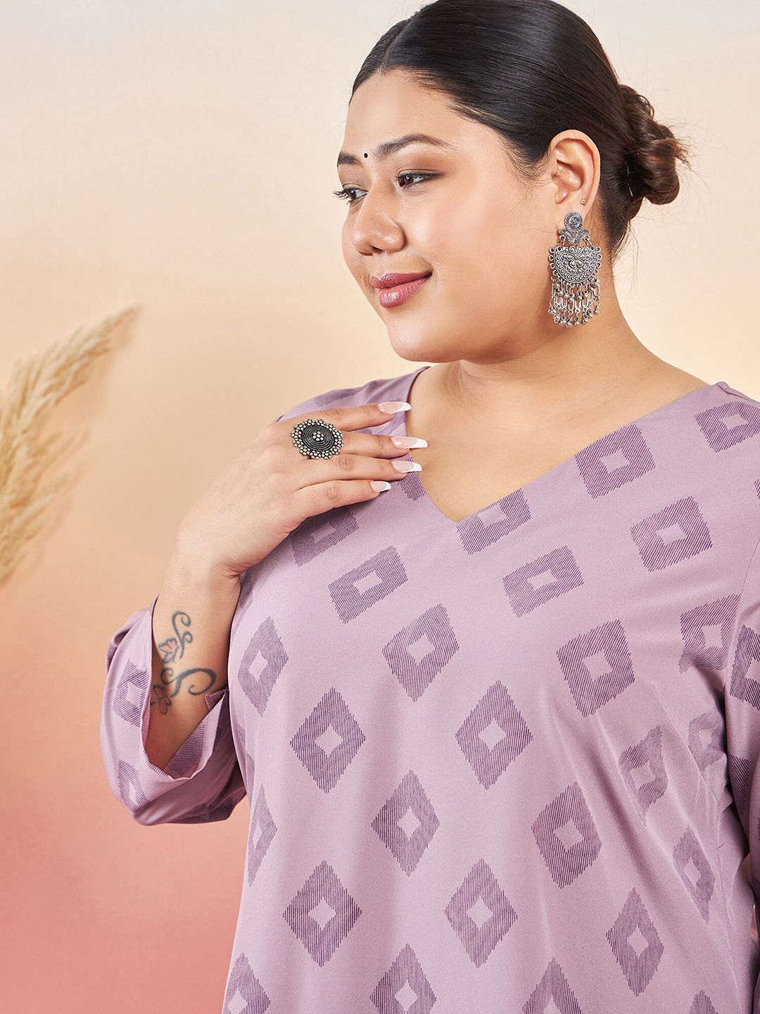 Sztori Printed V-Neck Straight Kurta With Trouser | Grocsy