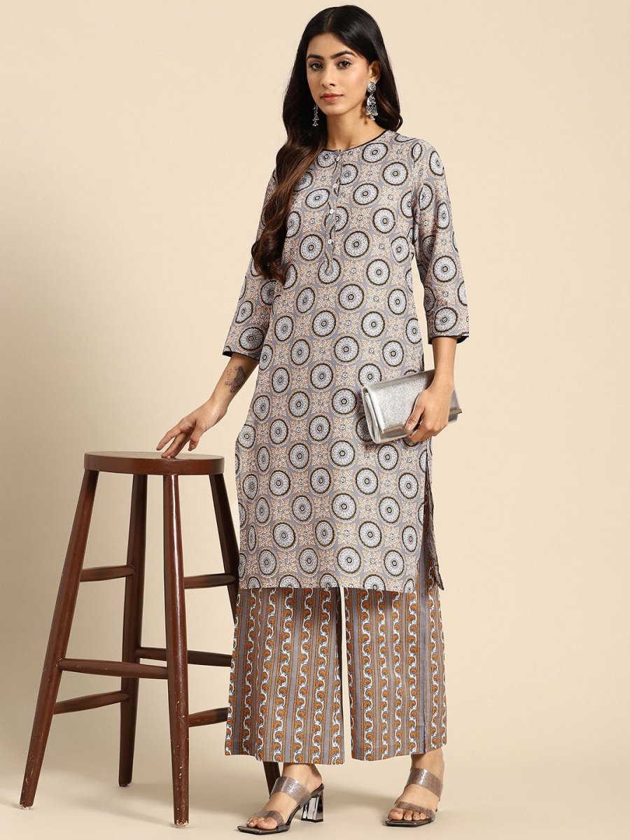 All About You Ethnic Motifs Printed Kurta with Palazzos | Grocsy