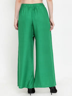 TAG 7 Women Green Solid Wide Leg Palazzos | Grocsy