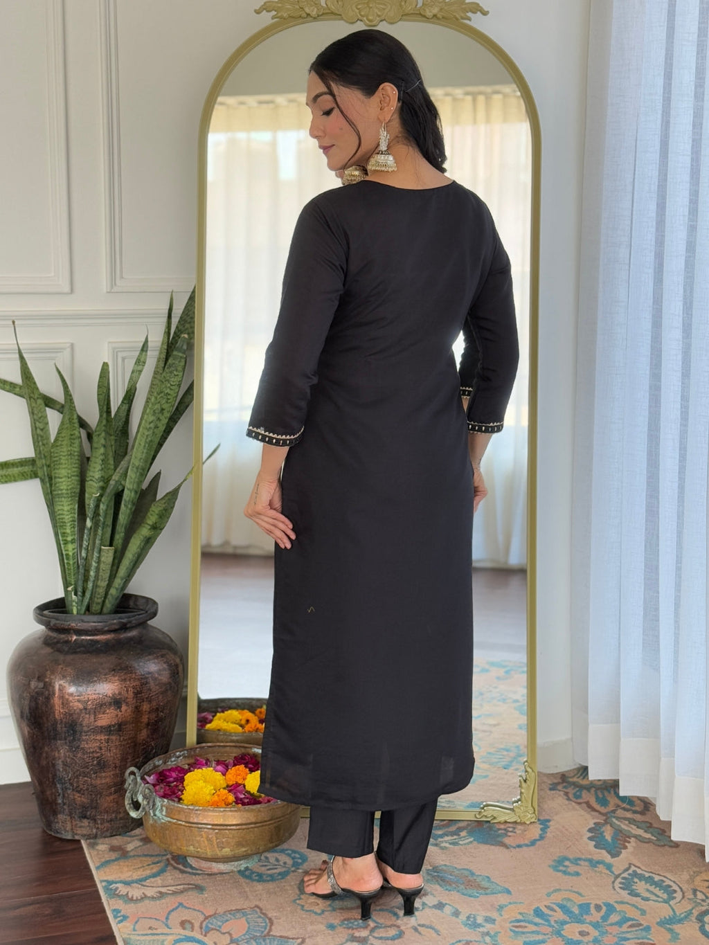 The52 Women Embroidery Work with Rayon Fabric Straight Kurta, Pant and Dupatta Set | Grocsy