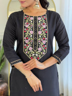 The52 Women Embroidery Work with Rayon Fabric Straight Kurta, Pant and Dupatta Set | Grocsy
