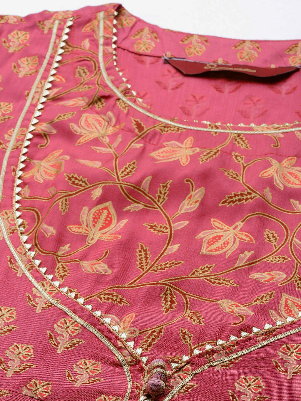 Sangria Women Pink & Peach-Coloured Floral Printed Floral Anarkali Kurta | Grocsy