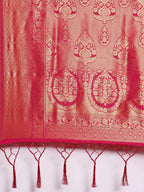 Saree Mall Pink Ethnic Motifs Zari Silk Blend Banarasi Saree | Grocsy