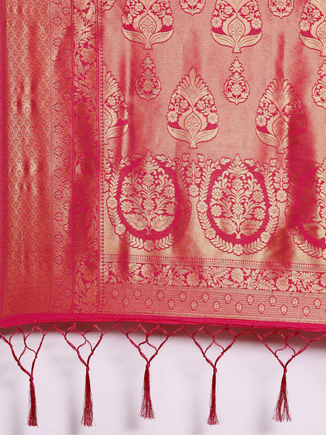 Saree Mall Pink Ethnic Motifs Zari Silk Blend Banarasi Saree | Grocsy