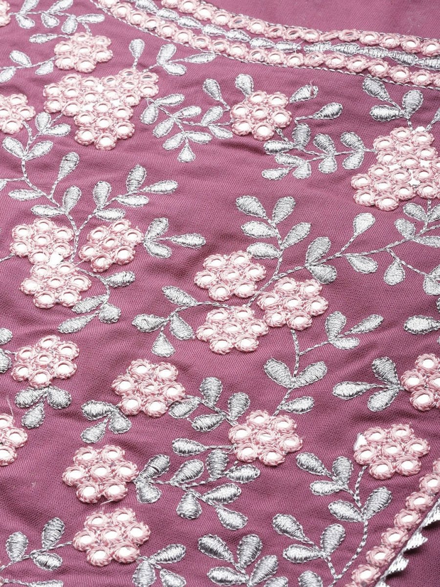 All About You Purple & Silver Ethnic Motifs Gotta Patti Detail Kurta | Grocsy
