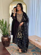 The52 Women Embroidery Work with Viscose Fabric Straight Kurta, Pant and Dupatta Set | Grocsy