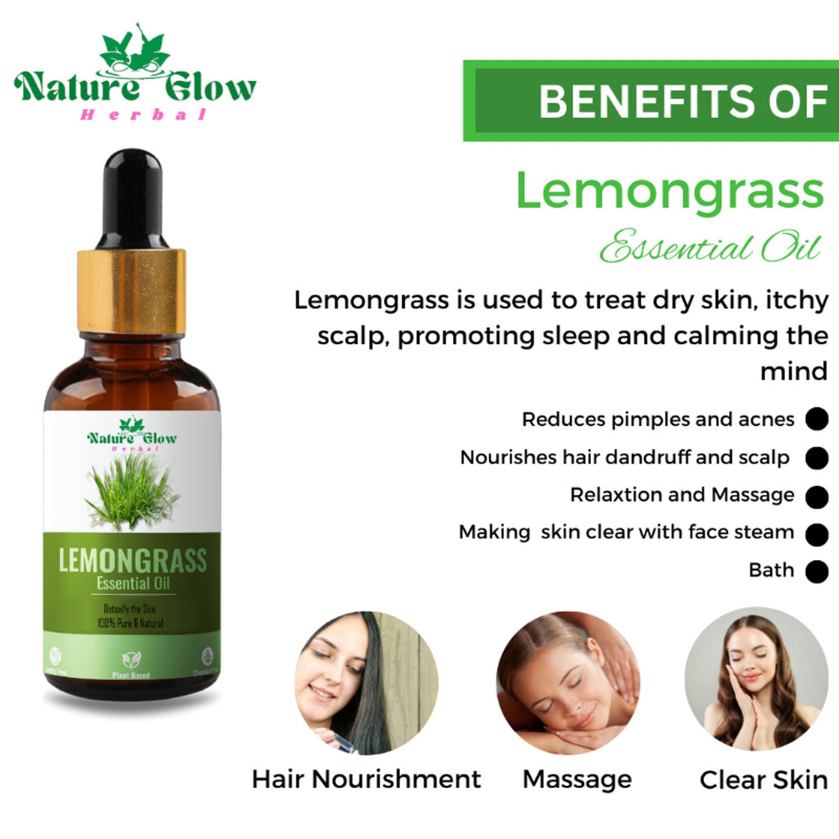 Nature Glow Herbal Lemongrass Essential Oil | Grocsy
