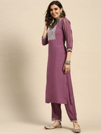 Sangria Women Embroidered Regular Thread Work Kurta with Trousers & With Dupatta | Grocsy