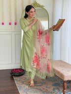 The52 Beautiful Women's Rayon Fabric Straight Kurta, Pant and Dupatta Set | Grocsy