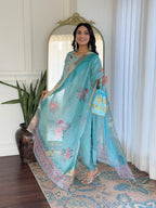 The52 Women's Viscose Embroidery work Straight Kurta with Pant and Dupatta Set | Grocsy