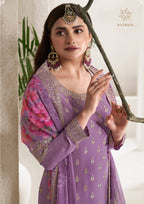 Anaita Purple Embroidered Viscose Chinon Salwar Suit | Grocsy