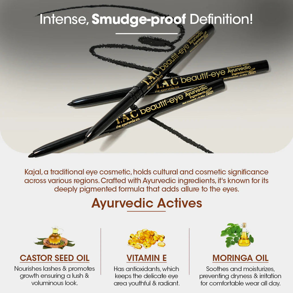 TAC - The Ayurveda Co. Beautif-eye Kajal - Intense Black Kajal | Grocsy