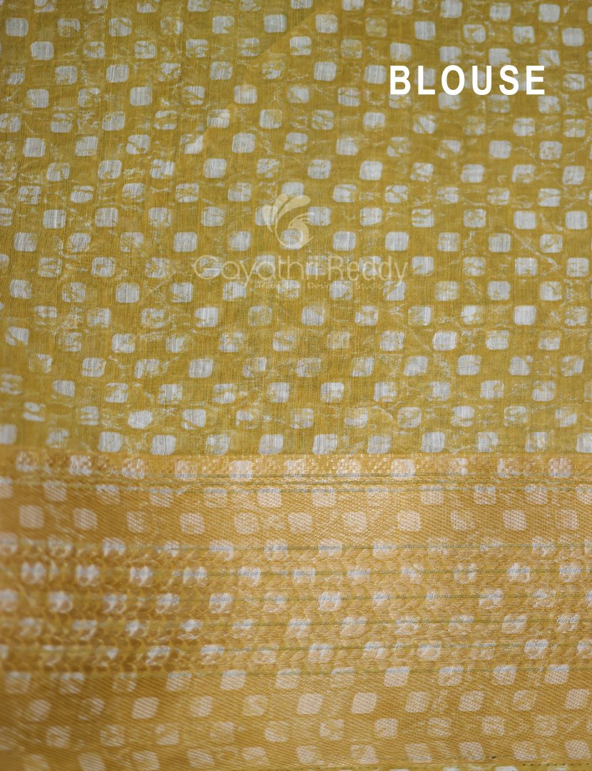 Shades of Light Khaki With Floral Print Semi Chanderi Saree By Gayathri Reddy Designer Studio | Grocsy