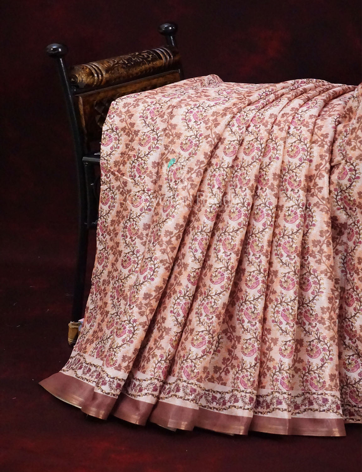 Choco Brown Netted Linen Saree By Gayathri Reddy Designer Studio | Grocsy