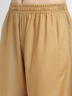 TAG 7 Women Pack of 2 Maroon & Beige Solid Wide-Leg Palazzos | Grocsy