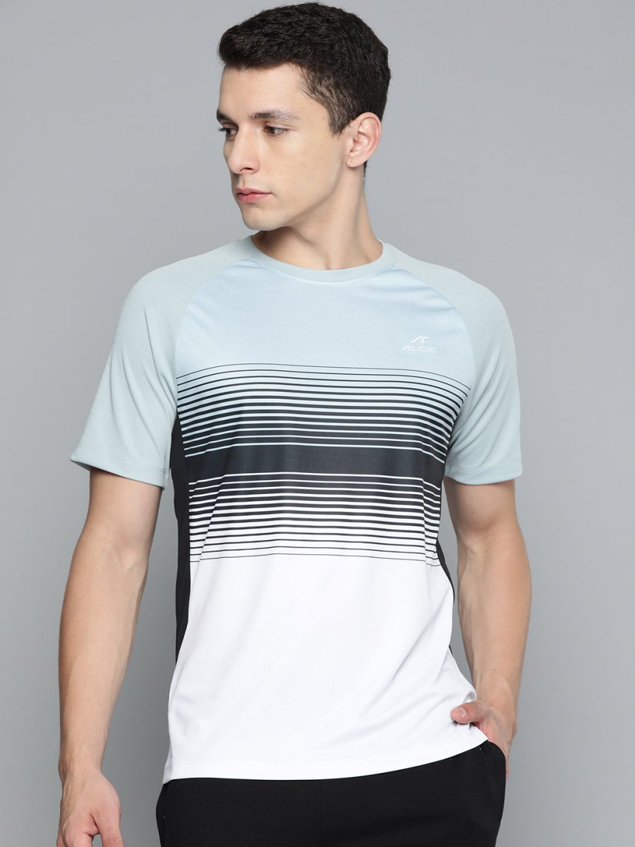 Alcis Men Striped Dry Tech Slim Fit T-shirt | Grocsy