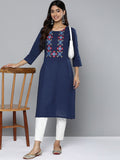 HERE&NOW Yoke Design Thread Work Cotton Kurta | Grocsy