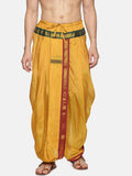 Sethukrishna Men Mustard-Yellow & Red Solid Readymade Dhoti | Grocsy