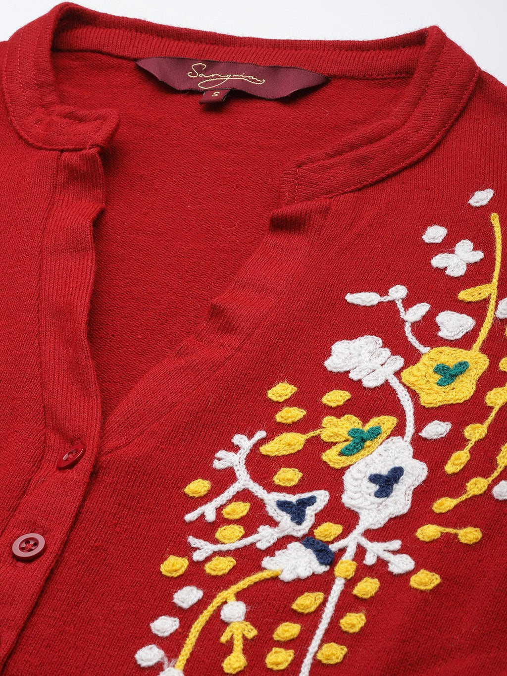 Sangria Women Red & White Floral Winter Straight Kurta | Grocsy
