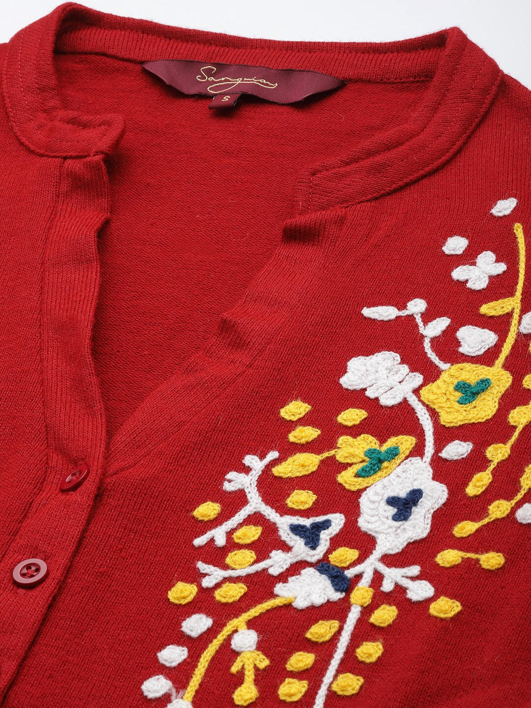 Sangria Women Red & White Floral Winter Straight Kurta | Grocsy