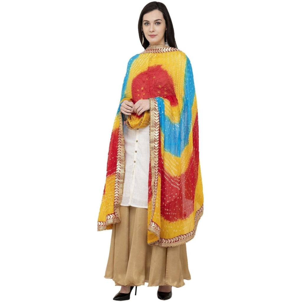 A R Silk Bandhej Multi Gota Fancy Dupatta Color Multi color Dupatta or Chunni | Grocsy