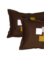 Story@home Cream-Coloured & Brown Abstract 300 TC Cotton 1 King Bedsheet with 2 Pillow Covers | Grocsy