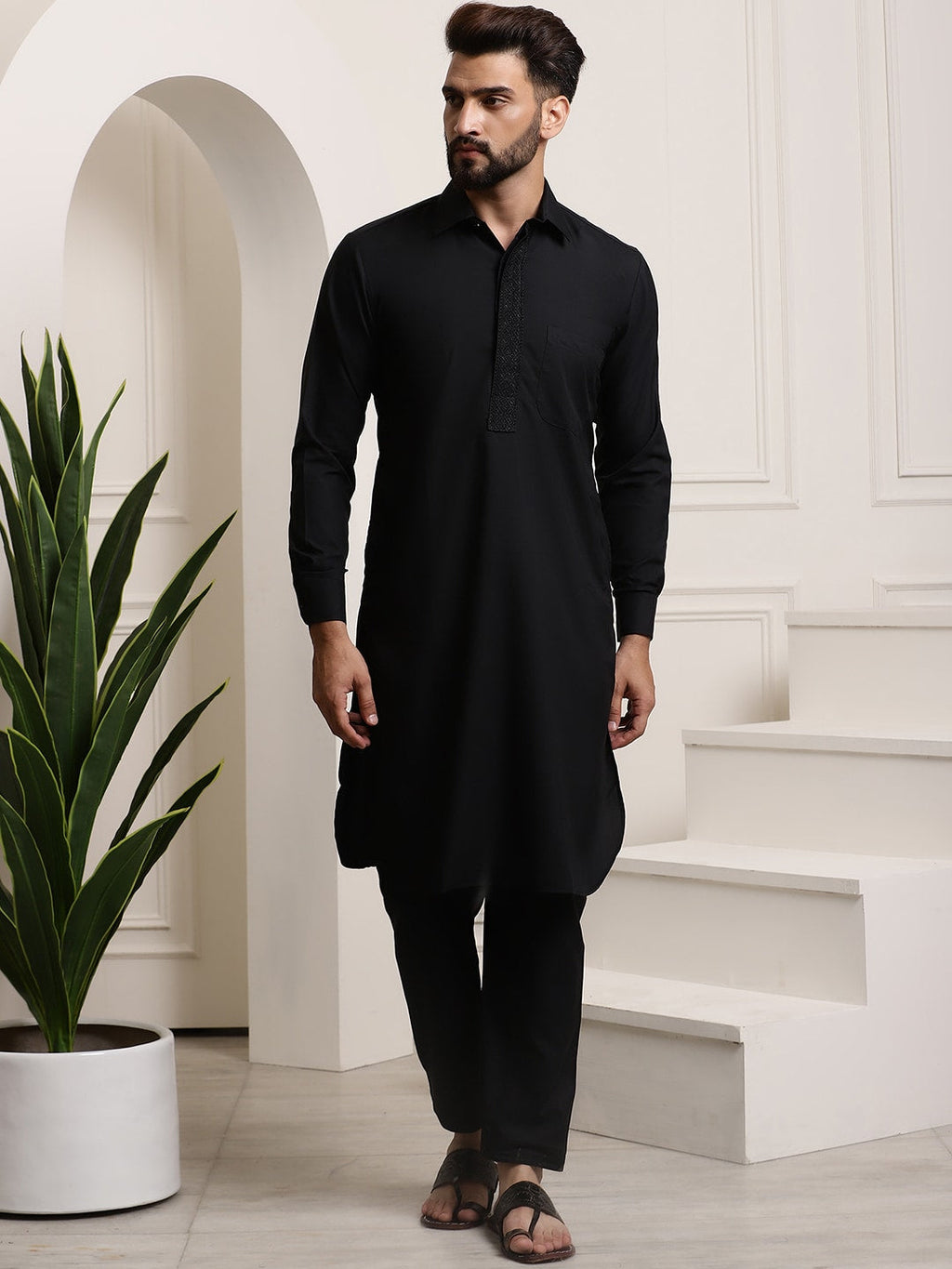 Sojanya Cotton Linen Kurta With Pyjamas | Grocsy