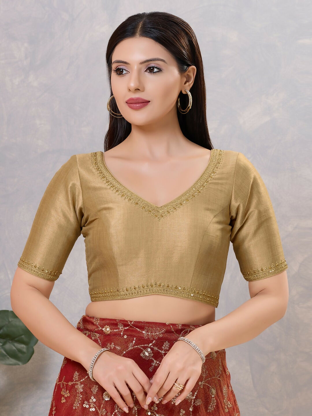 Joban Fashion Women Silk Gold Stitched Blouse | Grocsy