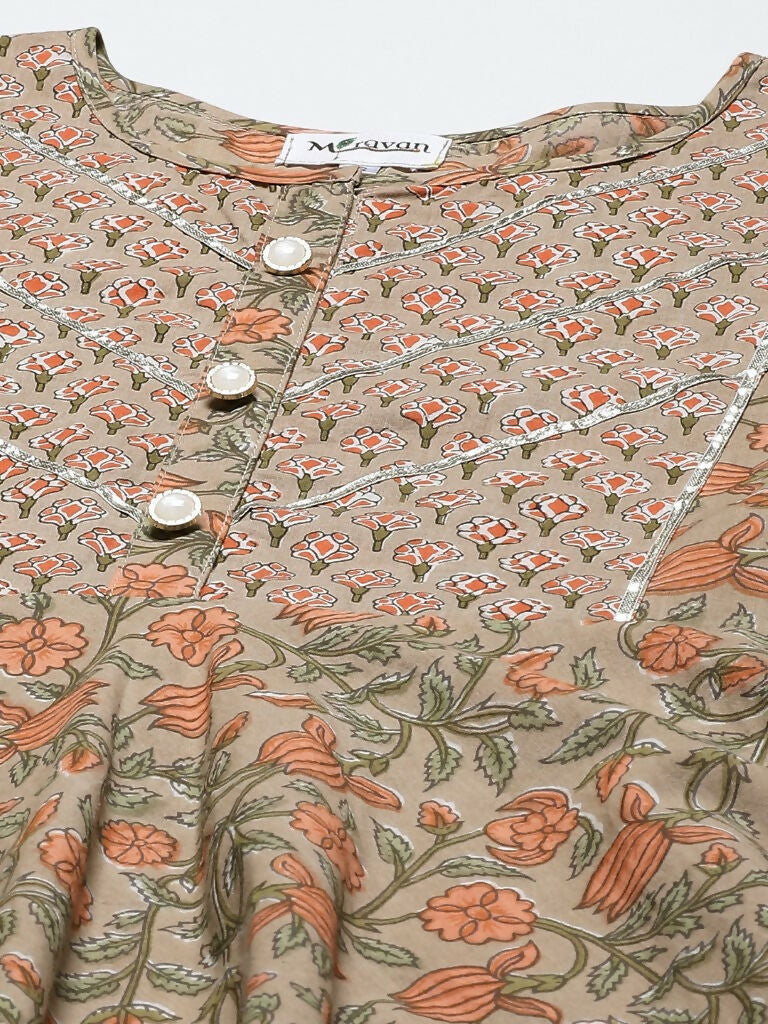 Miravan Women's Cotton Floral Printed Anarkali Kurtas | Grocsy
