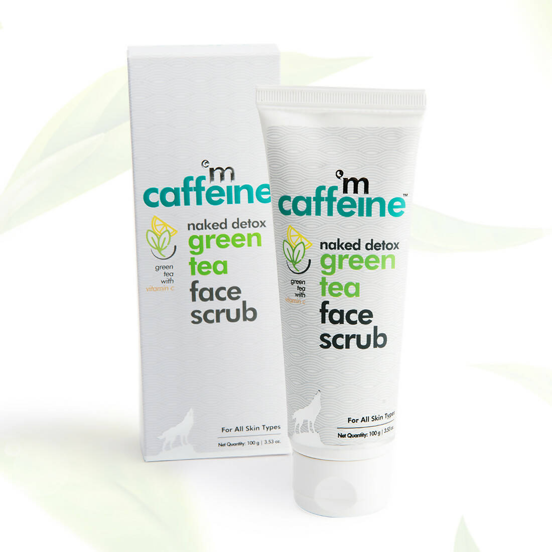 mCaffeine Green Tea Face Scrub with Vitamin C & Hyaluronic Acid | Grocsy