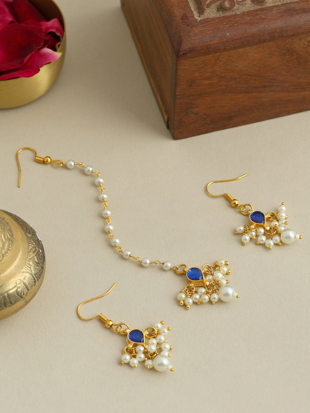 Ruby Raang Set Of 2 Blue Kundan | Grocsy