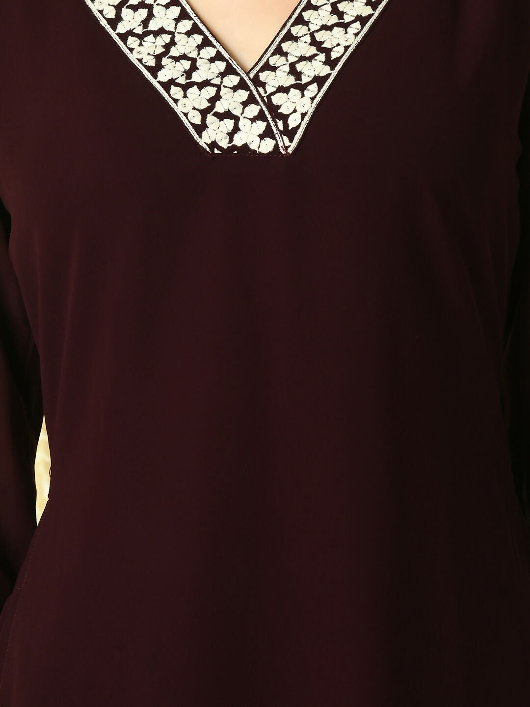 Myshka Women's Coffee Brown Georgette Kurta With Trousers Party Sets | Grocsy