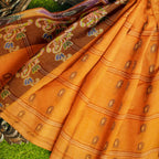Exclusive Collection 100% Pure Cotton Orange Tant Saree With Hand Weaving Work | Grocsy