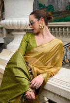 Anaita Green Designer Weaving Pure Tissue Saree With Blouse | Grocsy