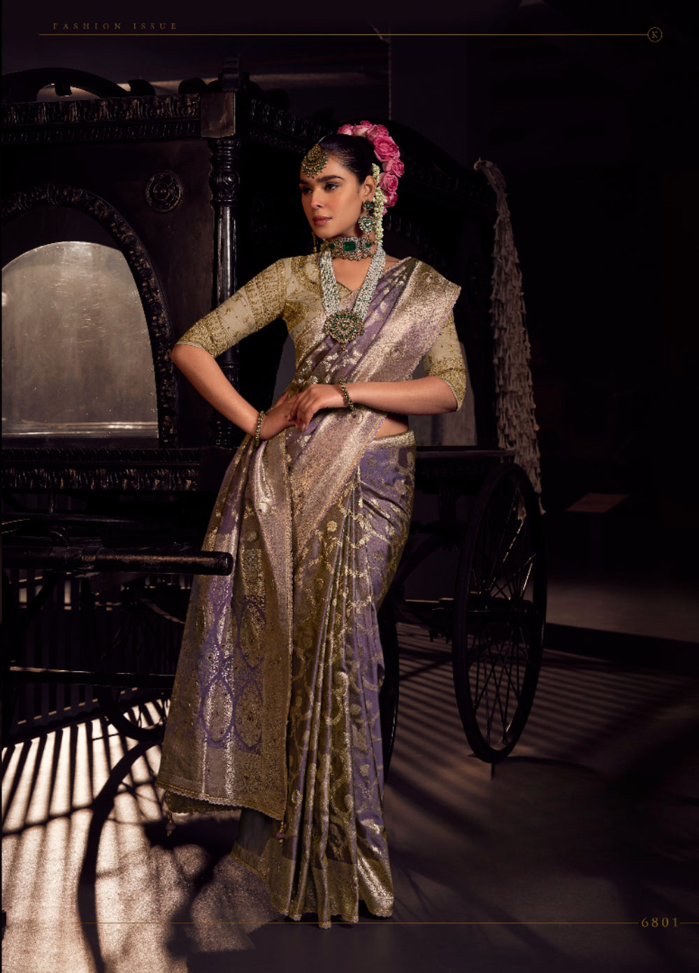 Anaita Lavender Viscose Tissue Has Worked Pallu Saree With Embroidered Blouse Piece | Grocsy