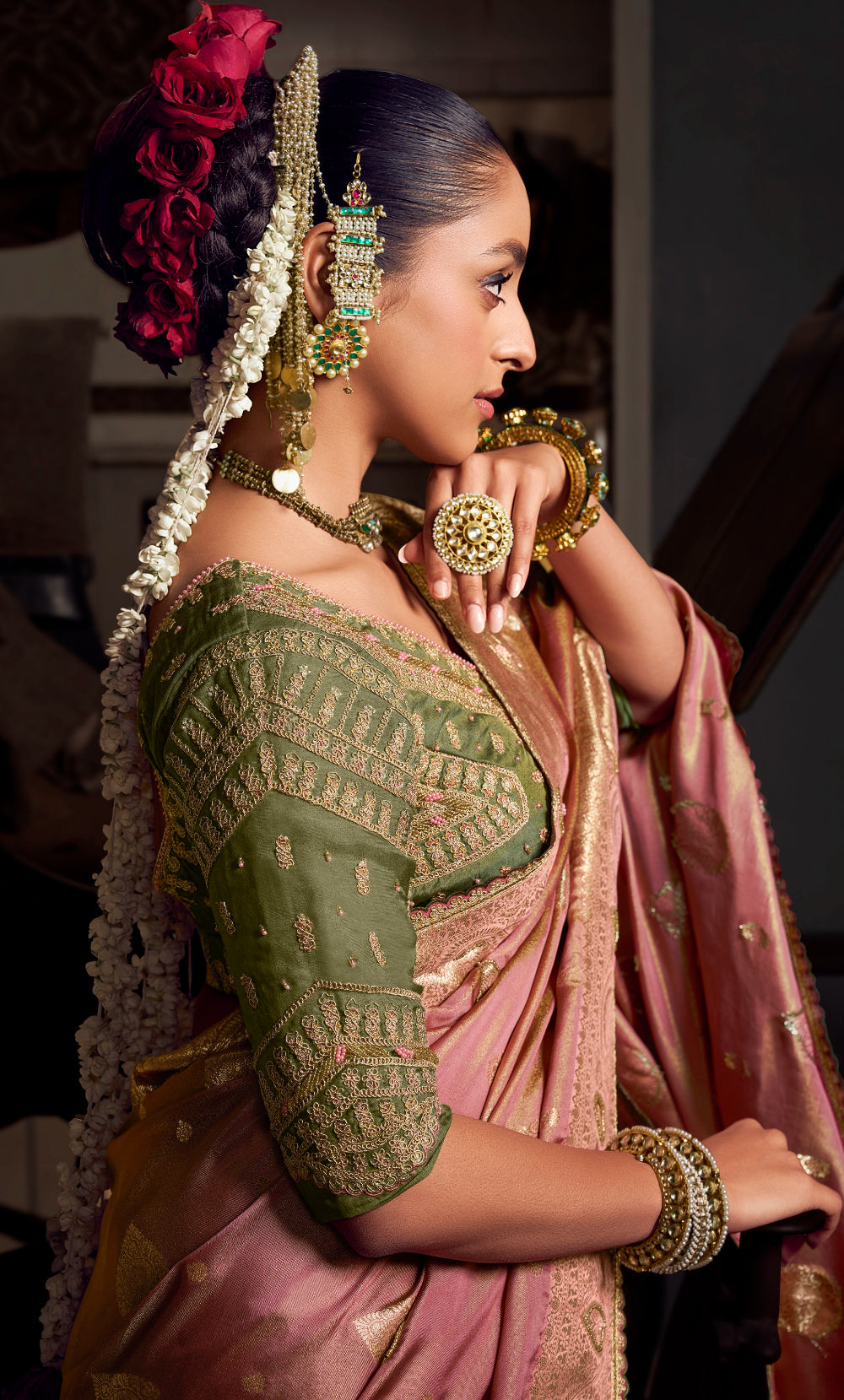 Anaita Green Viscose Tissue Has Worked Pallu Saree With Embroidered Blouse Piece | Grocsy