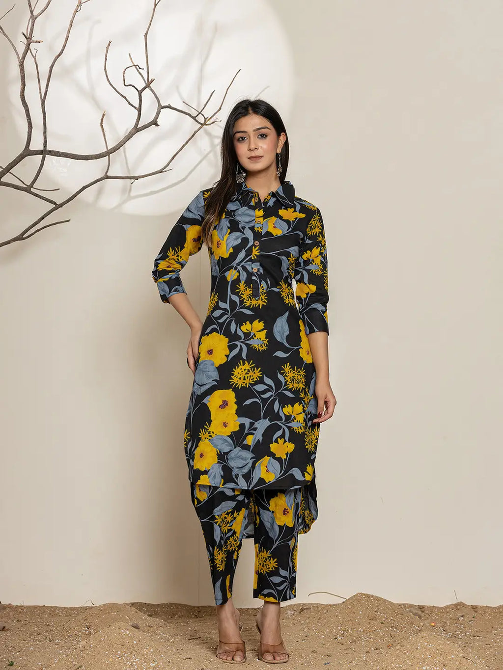 Yufta Black Cotton Co-Ord Set | Grocsy
