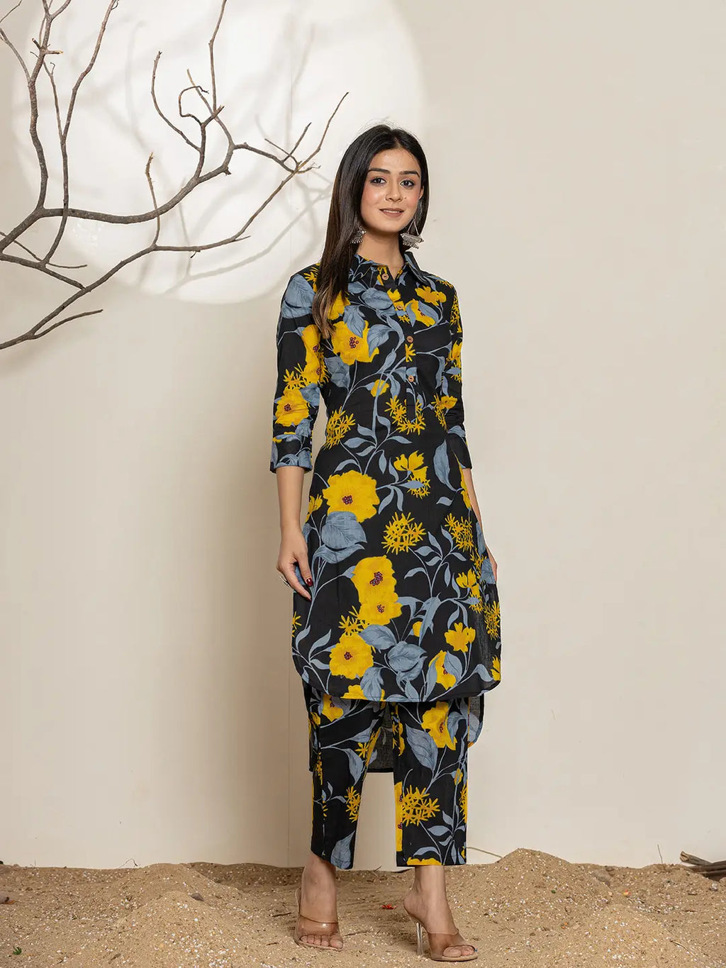 Yufta Black Cotton Co-Ord Set | Grocsy