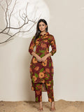 Yufta Maroon Cotton Co-Ord Set | Grocsy