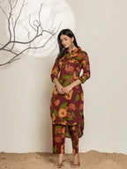 Yufta Maroon Cotton Co-Ord Set | Grocsy