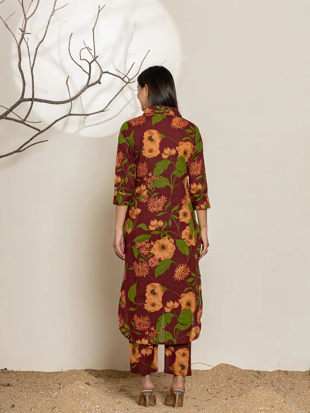 Yufta Maroon Cotton Co-Ord Set | Grocsy