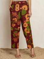 Yufta Maroon Cotton Co-Ord Set | Grocsy