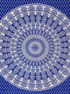 HOMETALES Blue & White Ethnic Motifs Cotton 104 TC King Bedsheet with 2 Pillow Covers | Grocsy