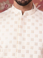 House of Pataudi Straight Kurta With Churidar & Embroidered Nehru Jacket | Grocsy