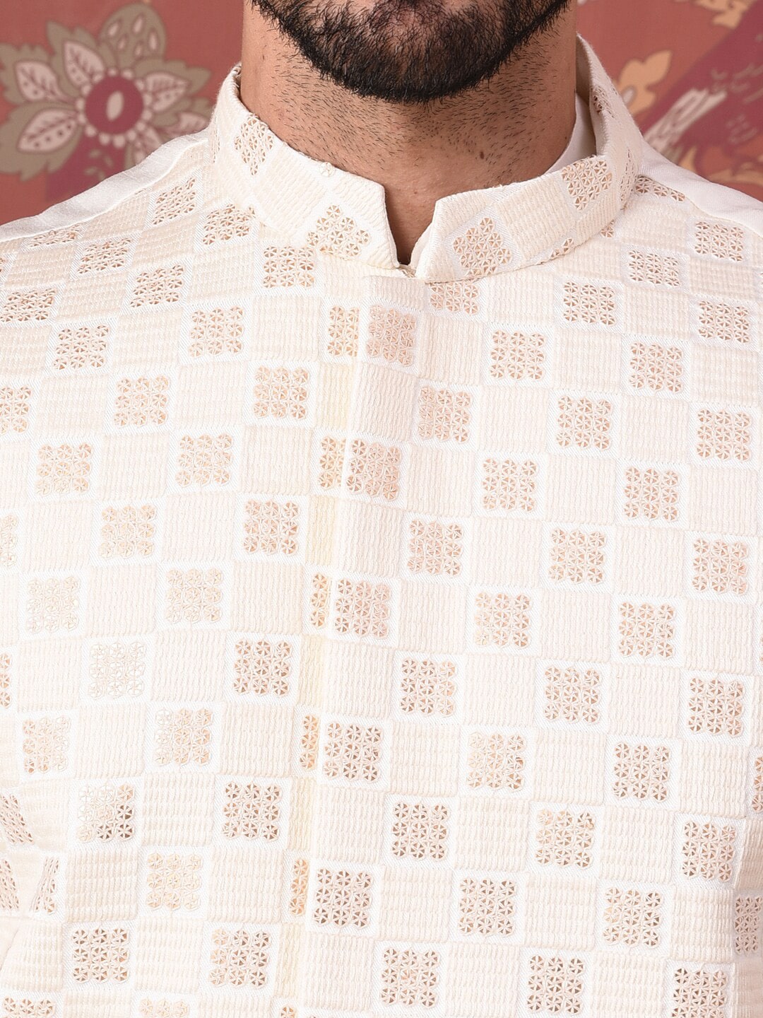 House of Pataudi Straight Kurta With Churidar & Embroidered Nehru Jacket | Grocsy