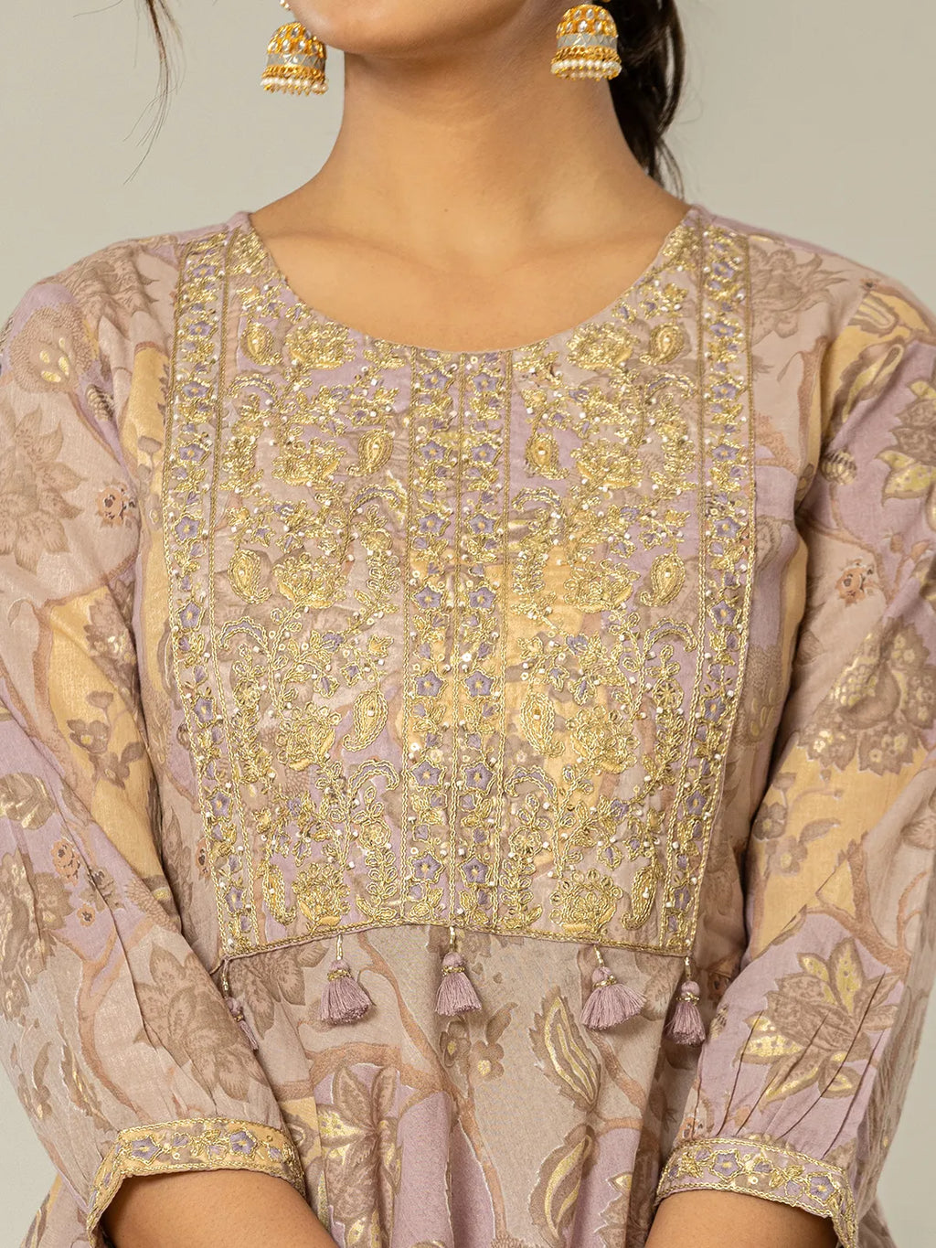 Yufta Purple Cotton Peplum Dhoti Dupatta Set | Grocsy