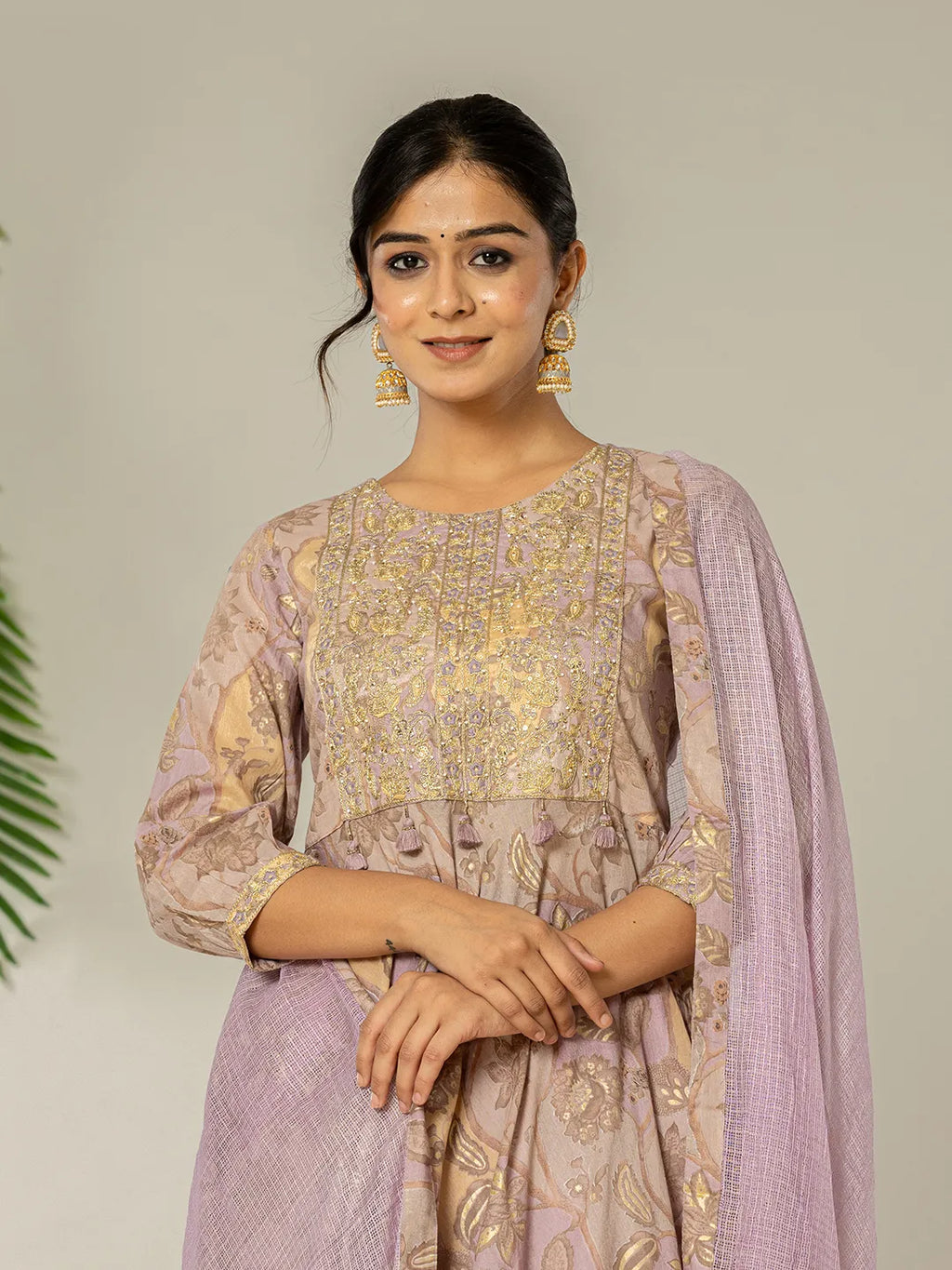 Yufta Purple Cotton Peplum Dhoti Dupatta Set | Grocsy